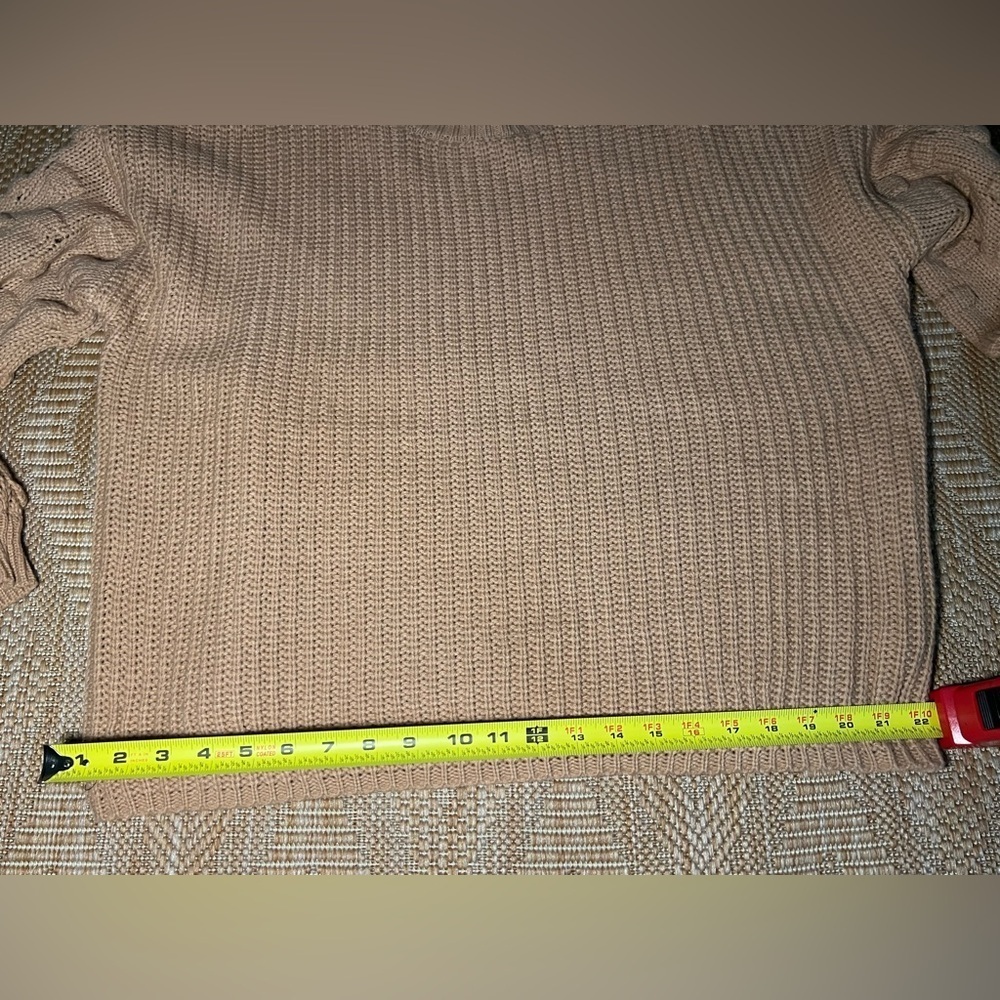 Vici Women's Chunky Knit Beige Sweater,Lantern Sleeves,Size M - Picture 7 of 9